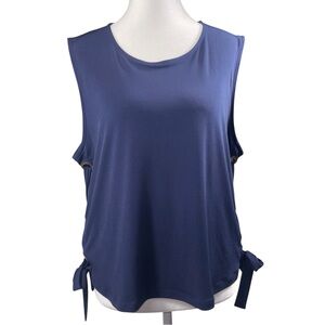 Michael Kors Women XL Nautical Bold Grommet-Side Tie Sleeveless Top Navy Chic